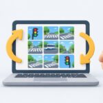 画像を選ぶロボット確認が何度もやり直しになって困っているイラスト