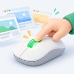 マウスのホイールを押し込むと裏でタブが開くイラスト