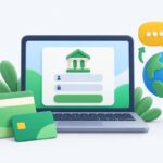 英語に切り替えて使うオンラインバンキングのイラスト